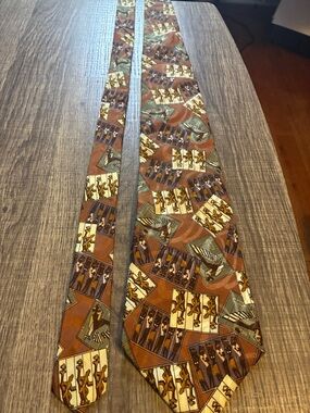 Ralph Lauren Brown and Tan Patterned Silk Tie